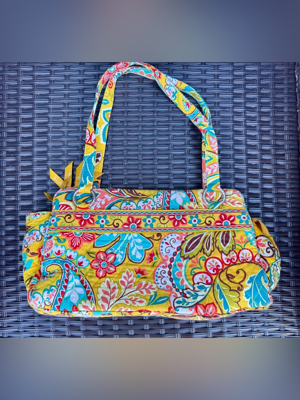 Vera Bradley Yellow Multicolor Paisley Quilted Shoulder Bag